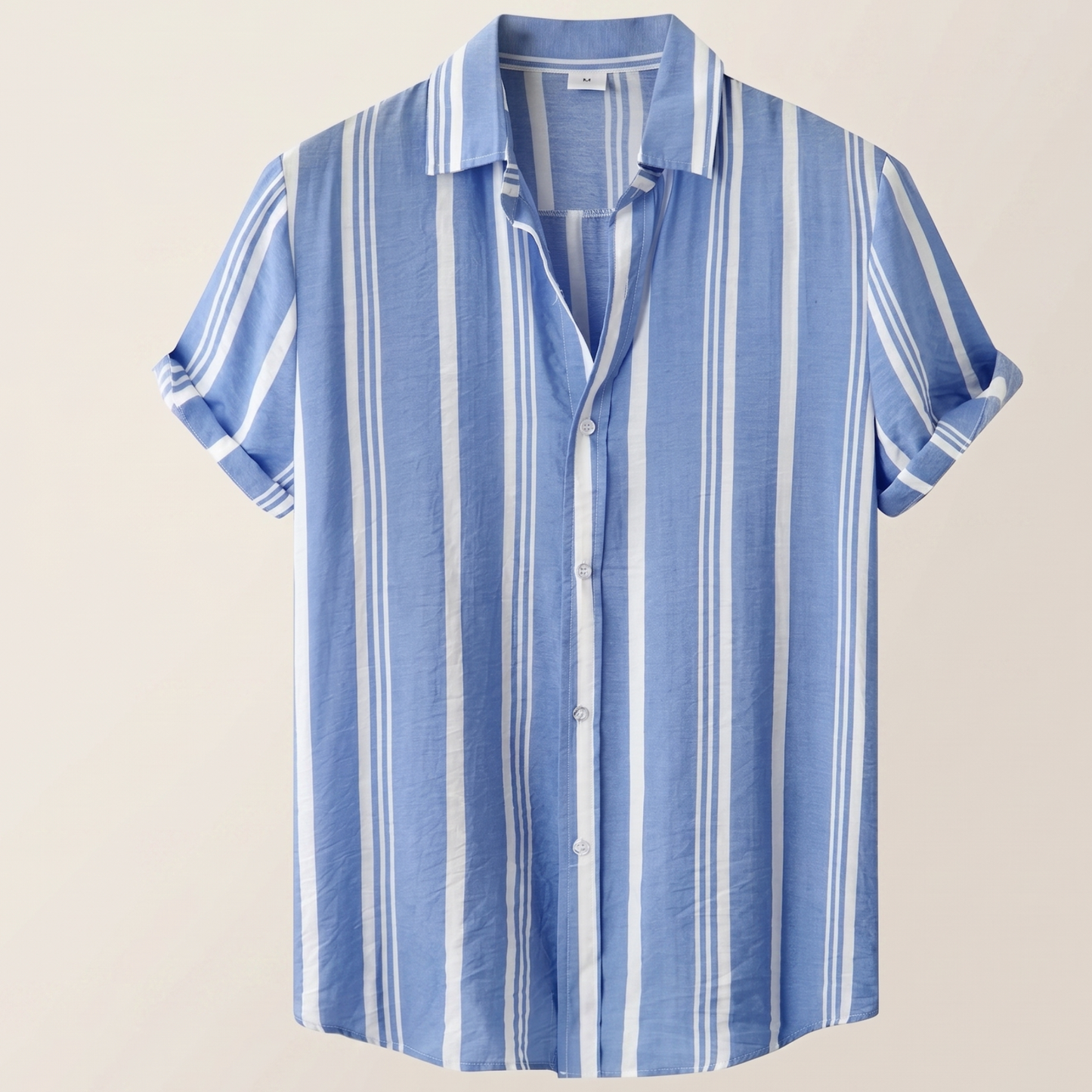 Vertical Stripe Short Sleeve Shirt Men Summer