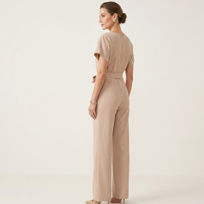 Tie Ribbon Jumpsuit Women Short Sleeved Summer