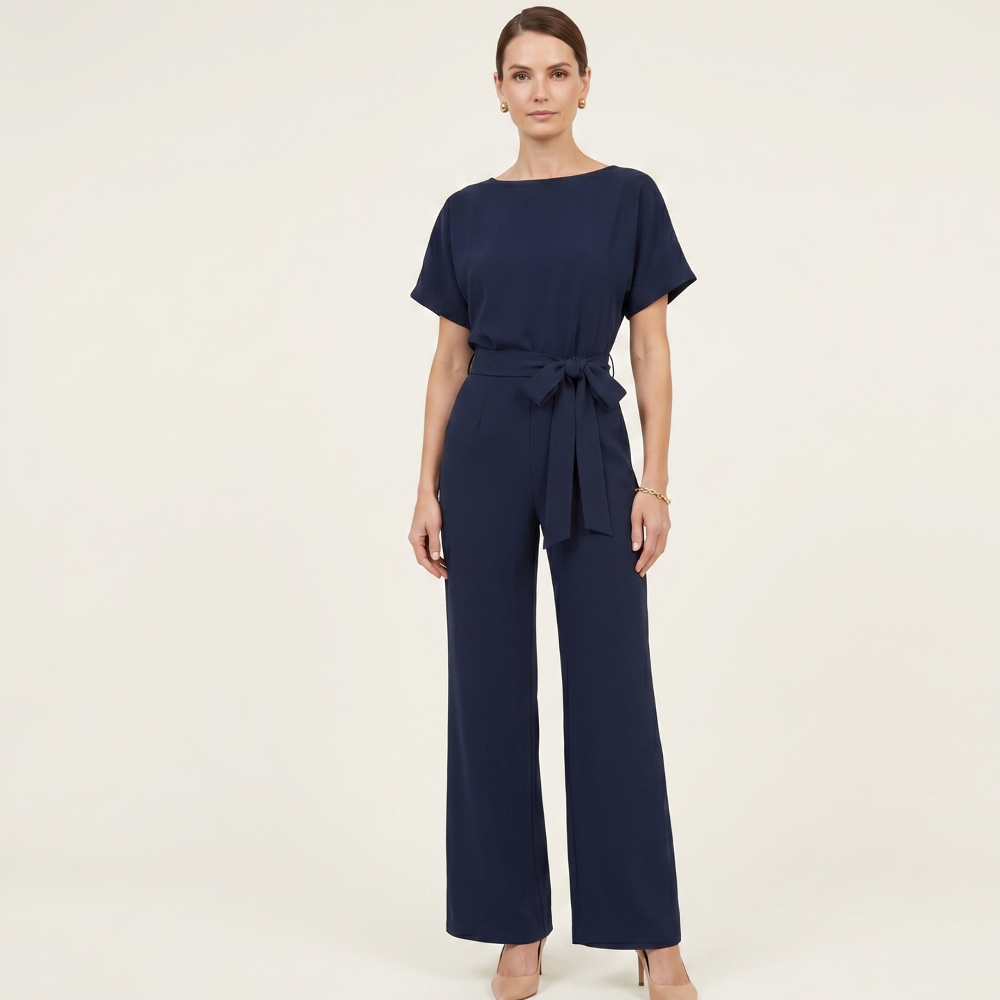 Tie Ribbon Jumpsuit Women Short Sleeved Summer