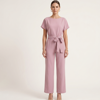 Tie Ribbon Jumpsuit Women Short Sleeved Summer