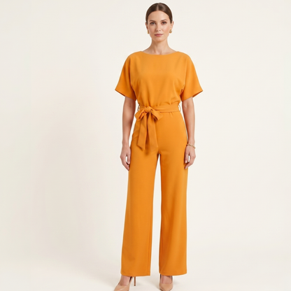 Tie Ribbon Jumpsuit Women Short Sleeved Summer