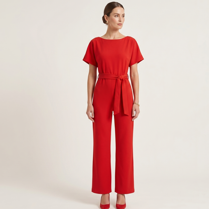 Tie Ribbon Jumpsuit Women Short Sleeved Summer