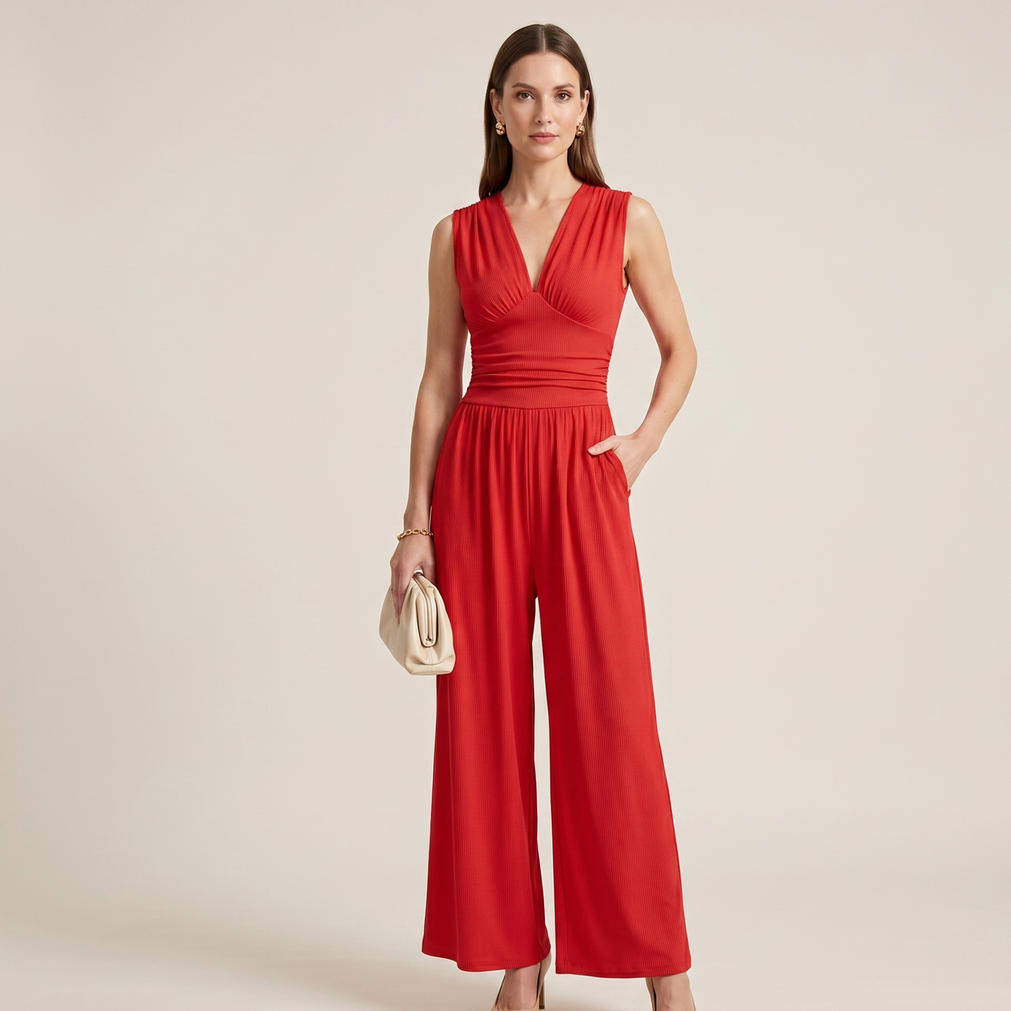 Sleeveless White Jumpsuit Women Summer Elegant