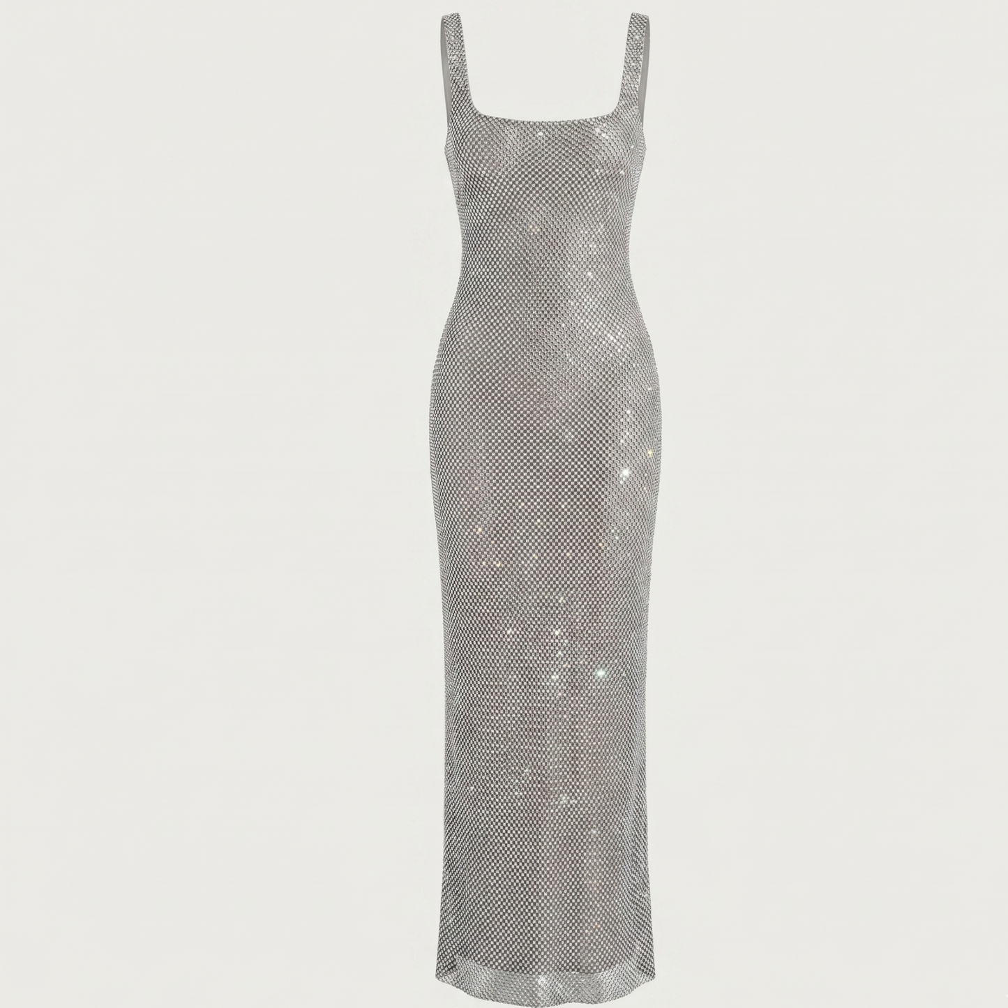 Square Neck Sequin Maxi Dress Women Evening