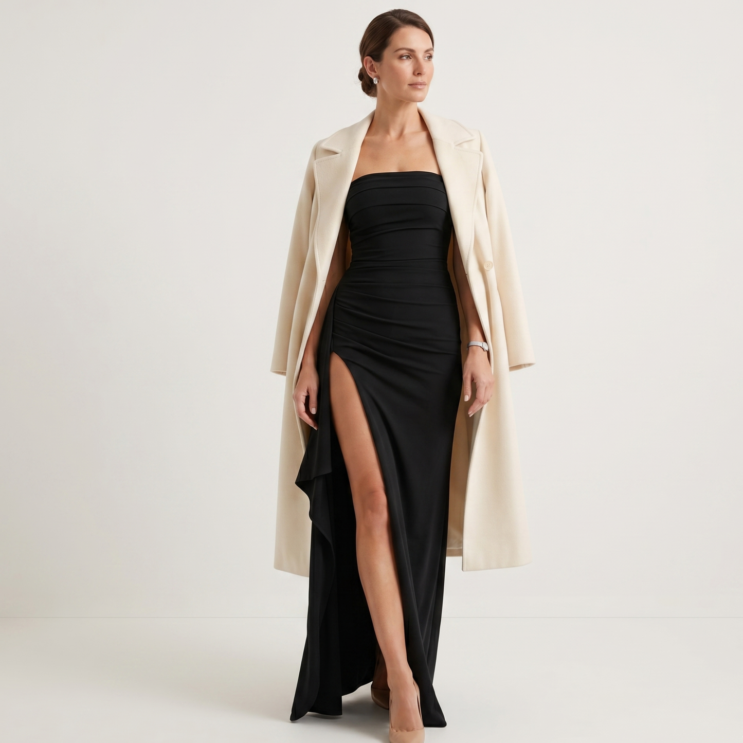 High Split Maxi Dress Women Strapless