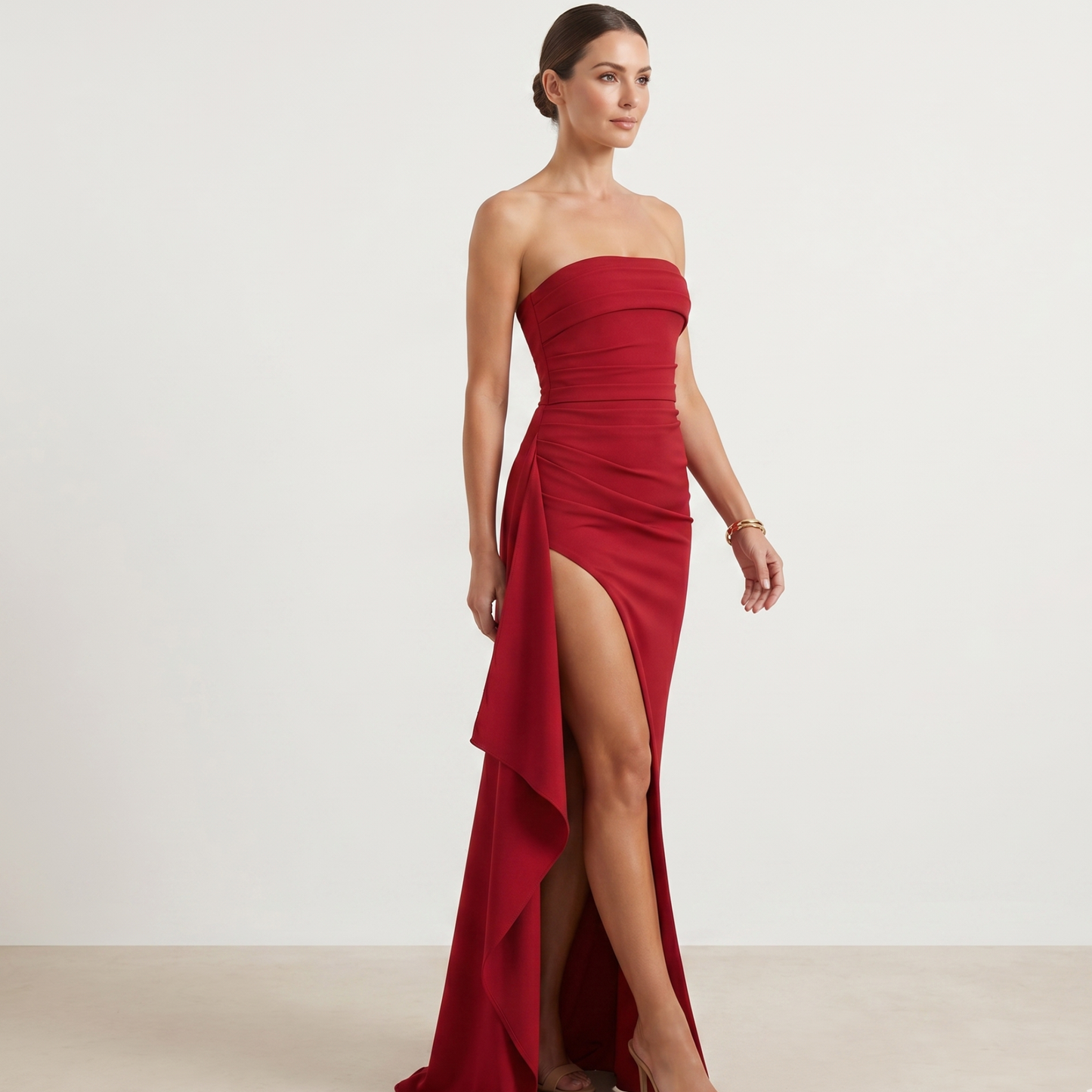 High Split Maxi Dress Women Strapless