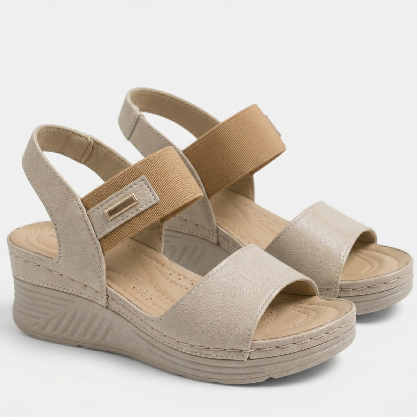 Double Strap Open Toe Wedge Sandals Women Summer