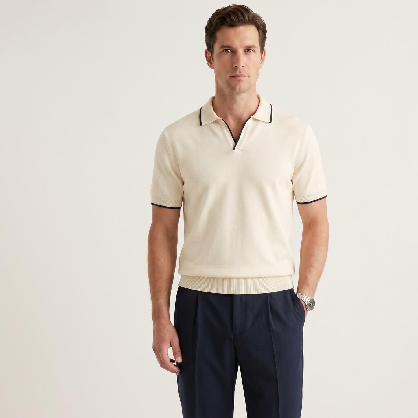 Slim Fit Polo Shirt Men Short Sleeves Summer