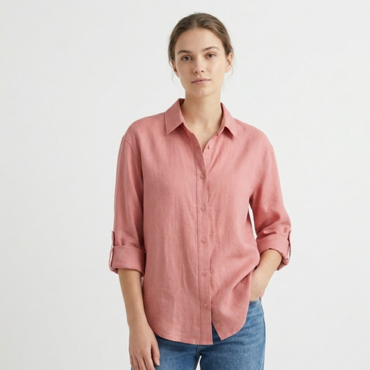 Breathable Linen Cotton Blend Blouse Women Summer