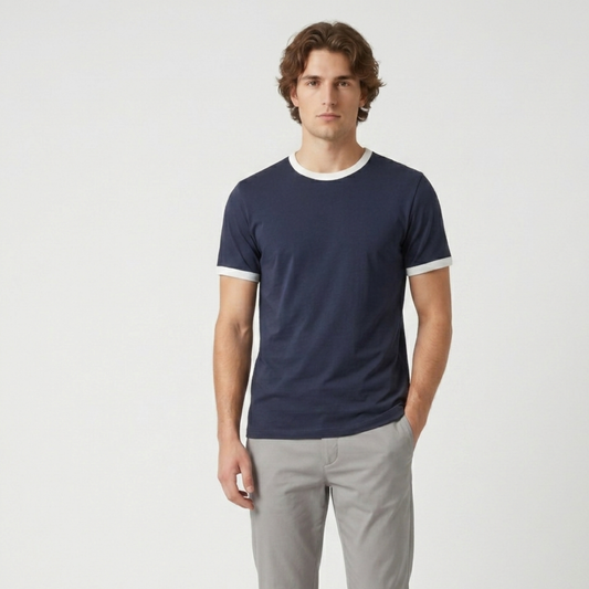 Contrast Trim Ringer T-Shirt Men Casual