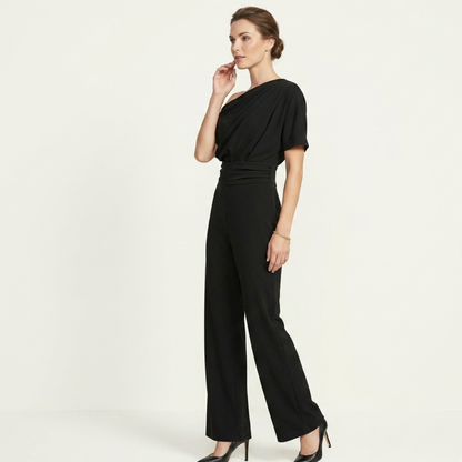 Asymmetric Neckline Jumpsuit Women Long Sleeve