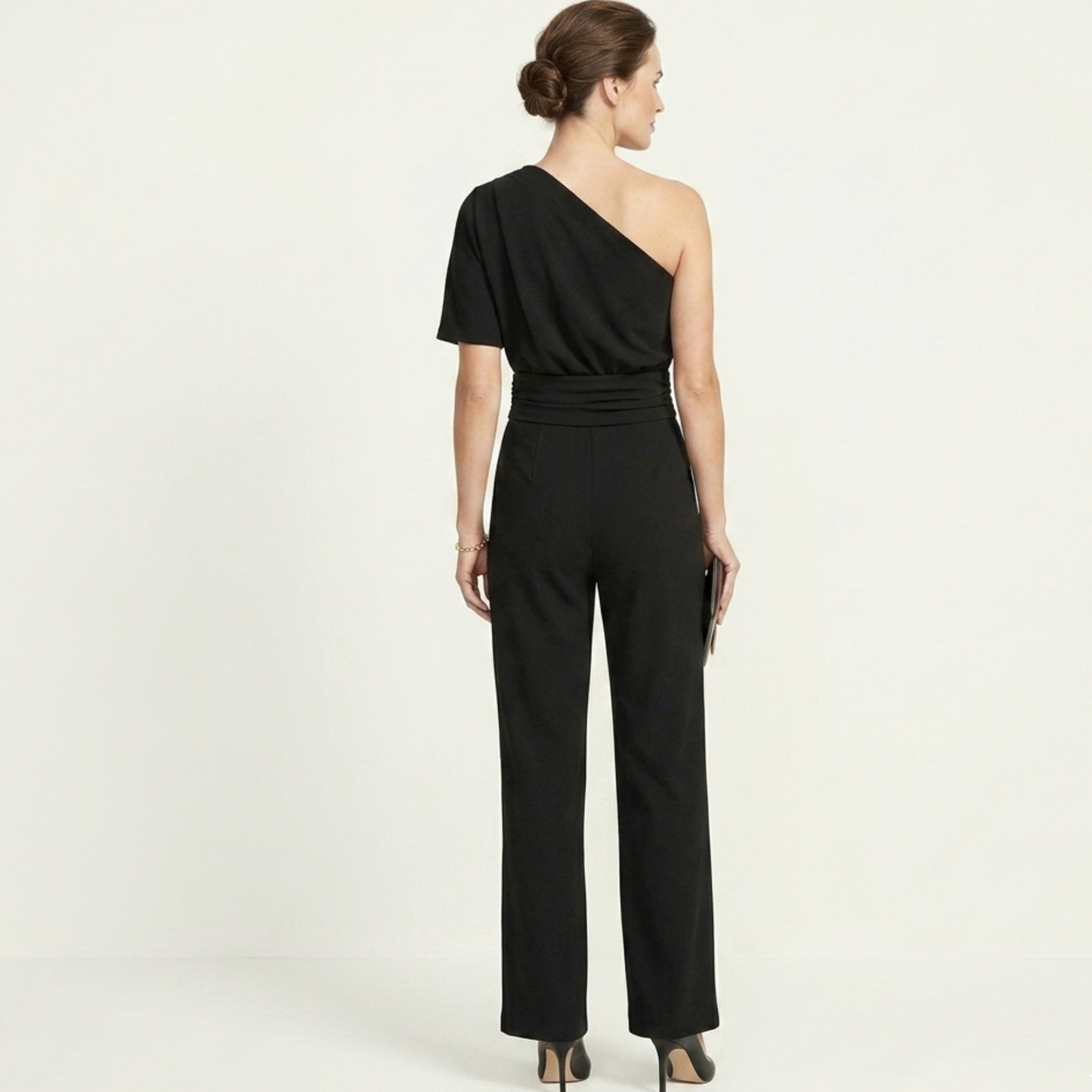 Asymmetric Neckline Jumpsuit Women Long Sleeve