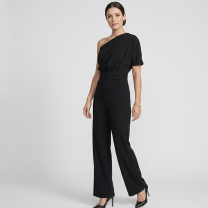 Asymmetric Neckline Jumpsuit Women Long Sleeve