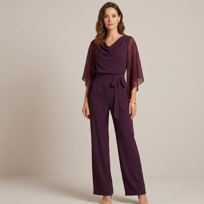 V Neckline Wide Leg Jumpsuit Women Casual