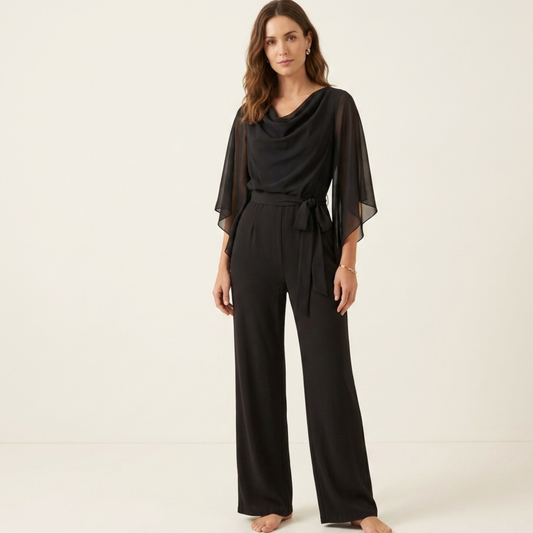 V Neckline Wide Leg Jumpsuit Women Casual