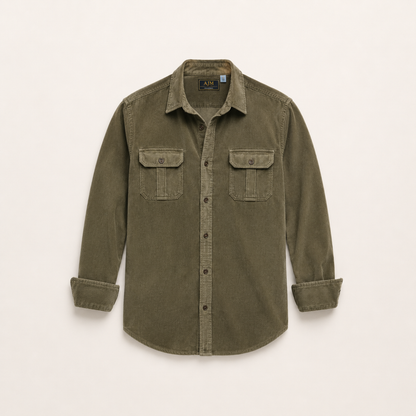 Slim Fit Corduroy Shirt Men Casual