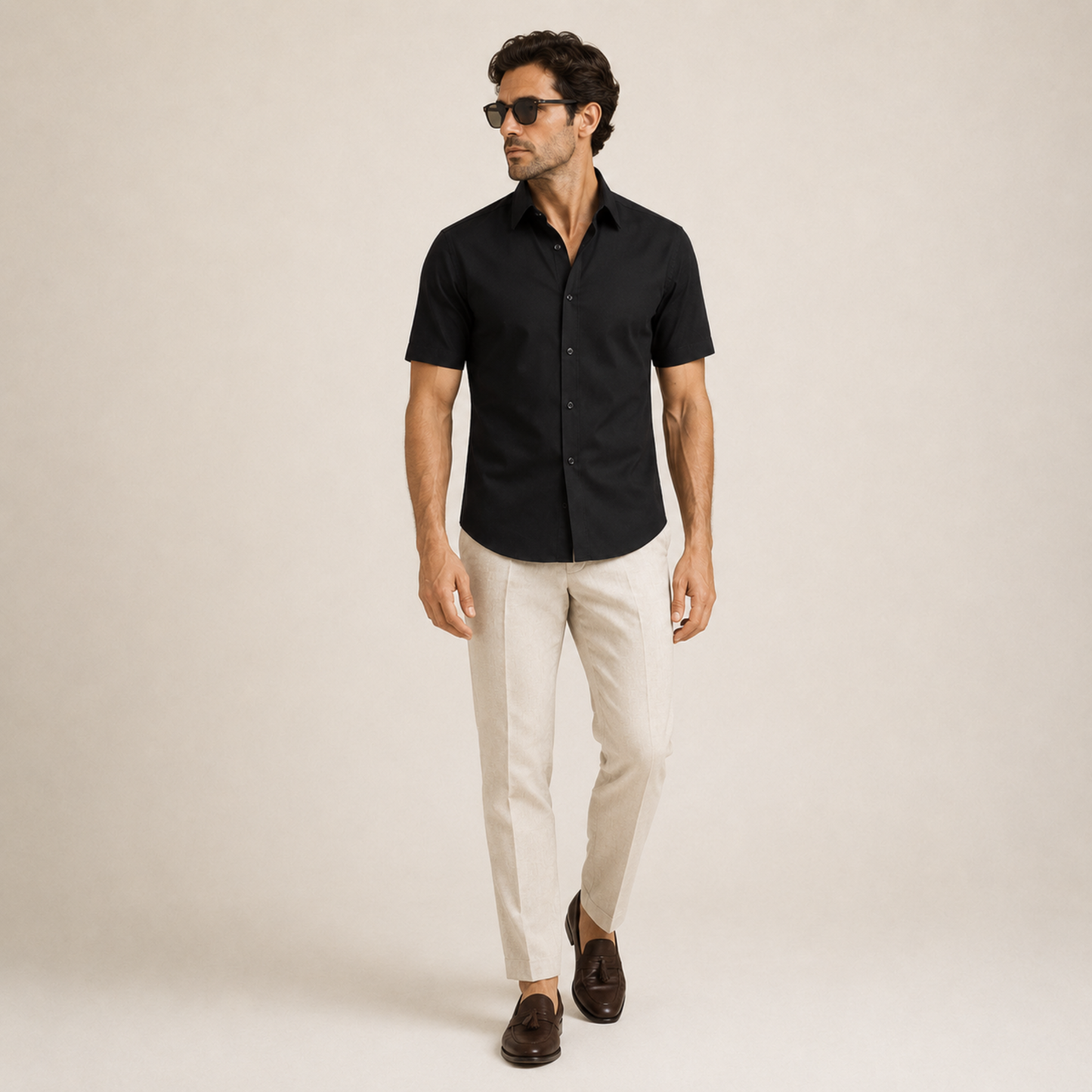 Slim Fit Short-Sleeved Men's Shirt Casual