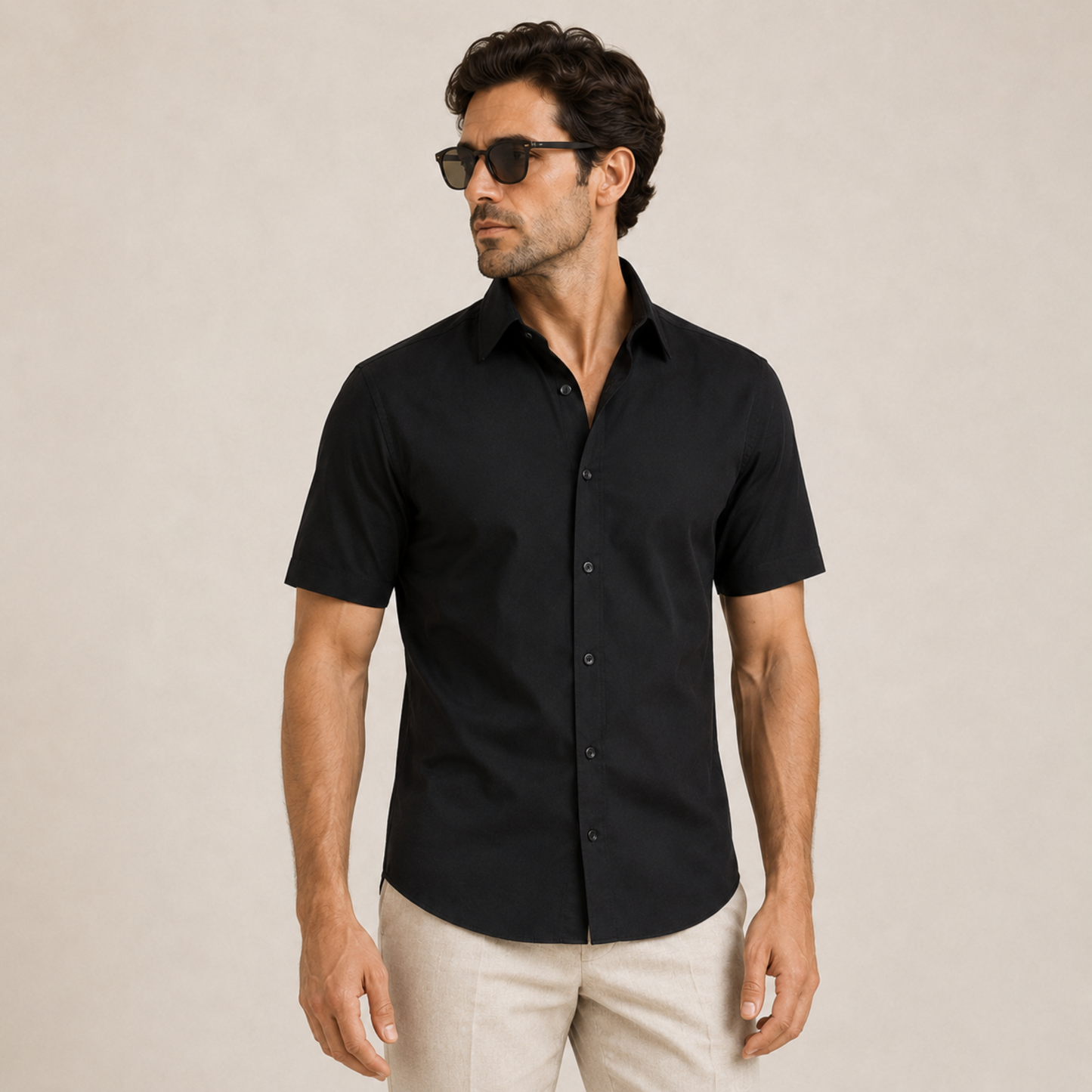 Slim Fit Short-Sleeved Men's Shirt Casual