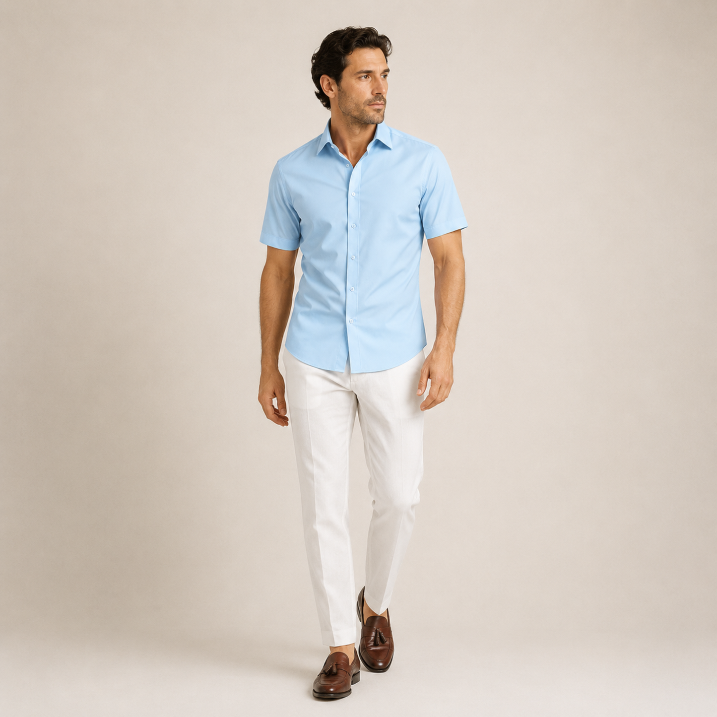 Slim Fit Short-Sleeved Men's Shirt Casual