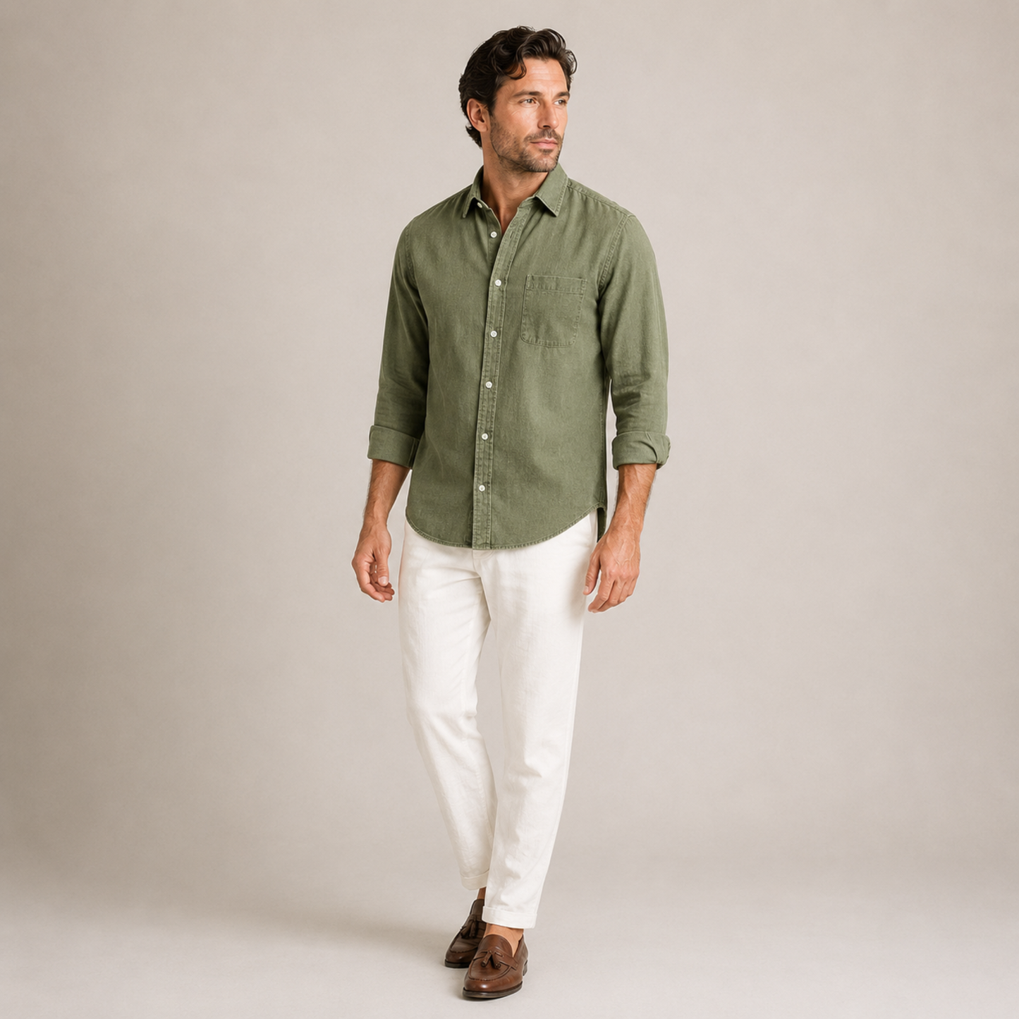 Casual Cotton Shirt Men Summer