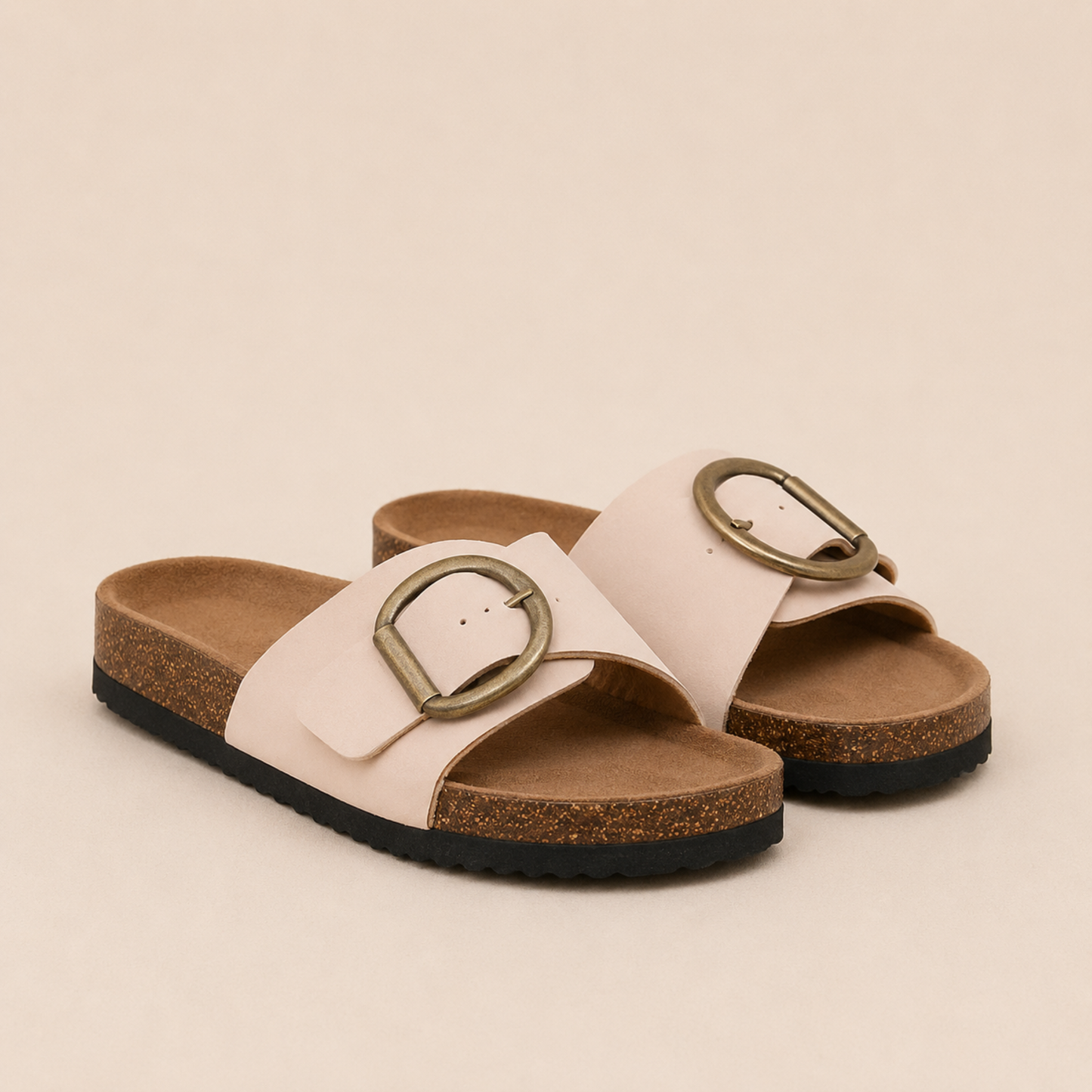 Wide Adjustable Buckle Cork Sandals Women Summer