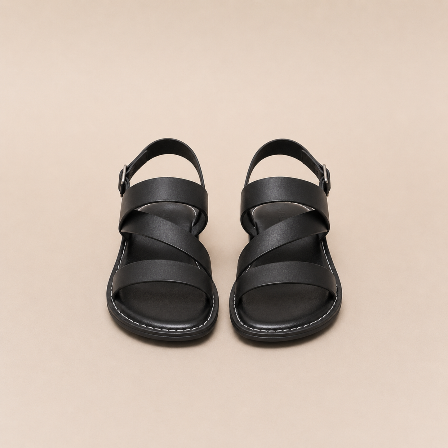 Three-Strap Vegan Leather Sandals Women Summer