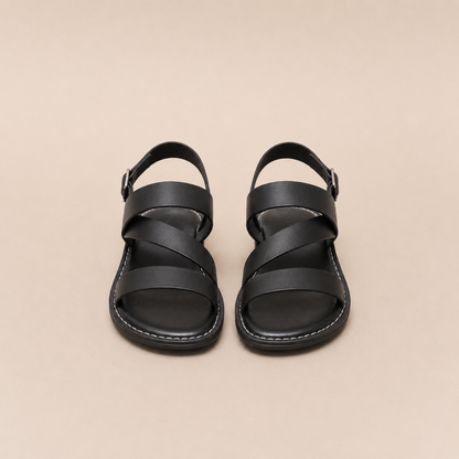Three-Strap Vegan Leather Sandals Women Summer