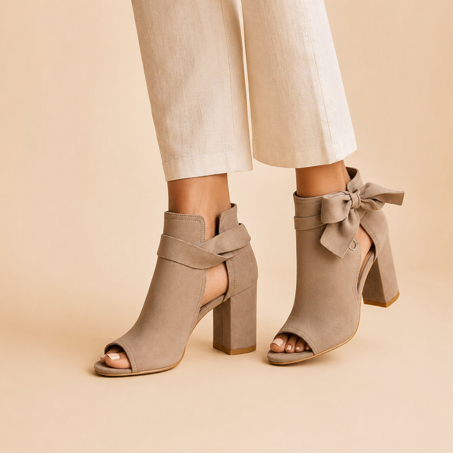Elegant Suede Block Heel Sandals Women Summer