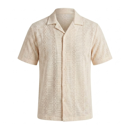 Cuban Collar Shirt Men Short Sleeve Summer