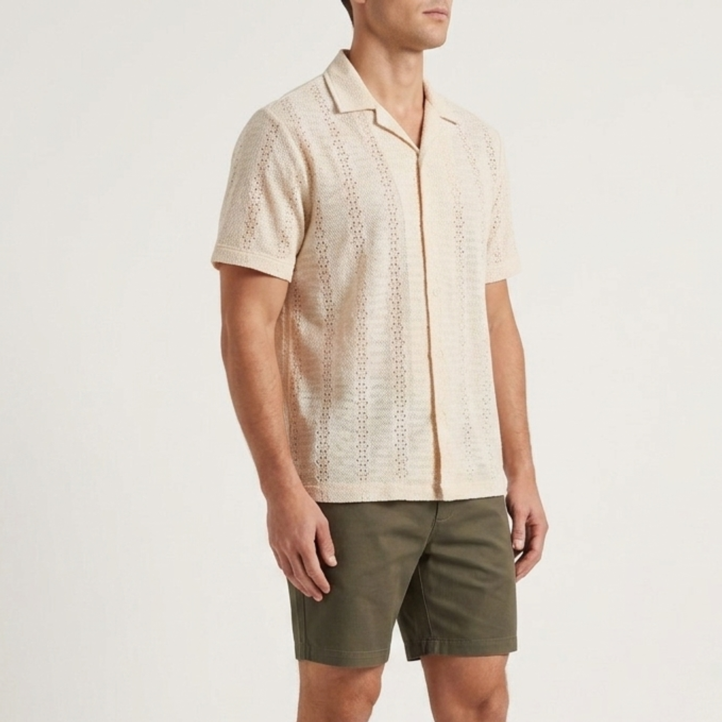 Cuban Collar Shirt Men Short Sleeve Summer