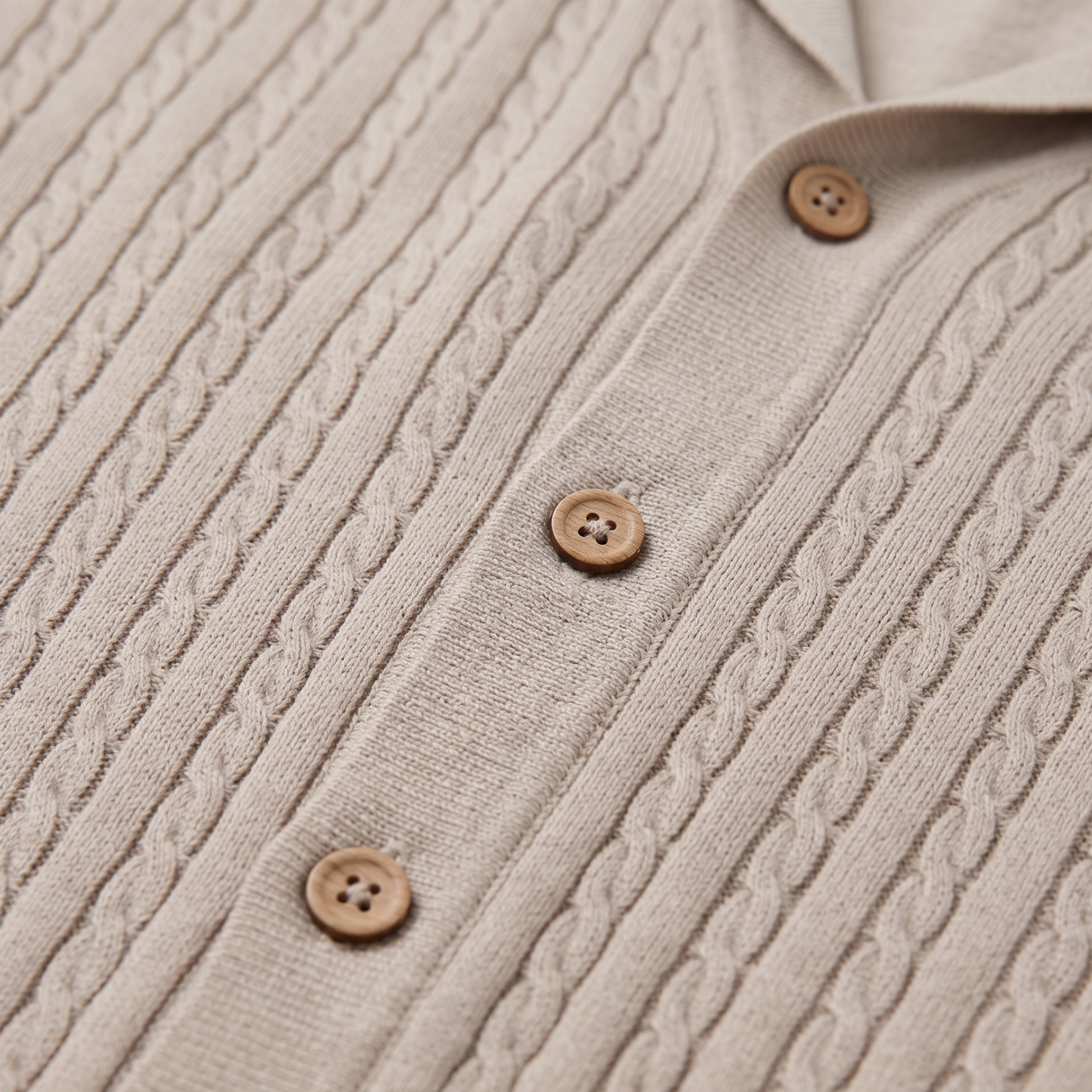 Textured Knit Polo Shirt Men Casual