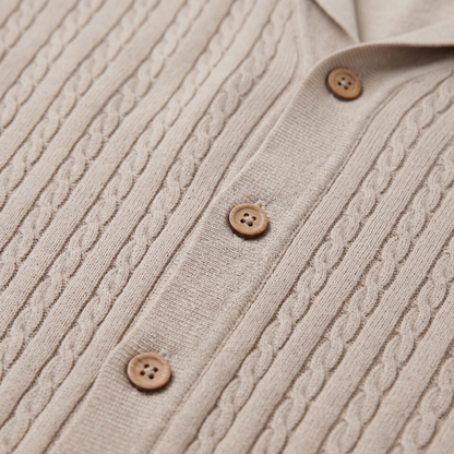 Textured Knit Polo Shirt Men Casual