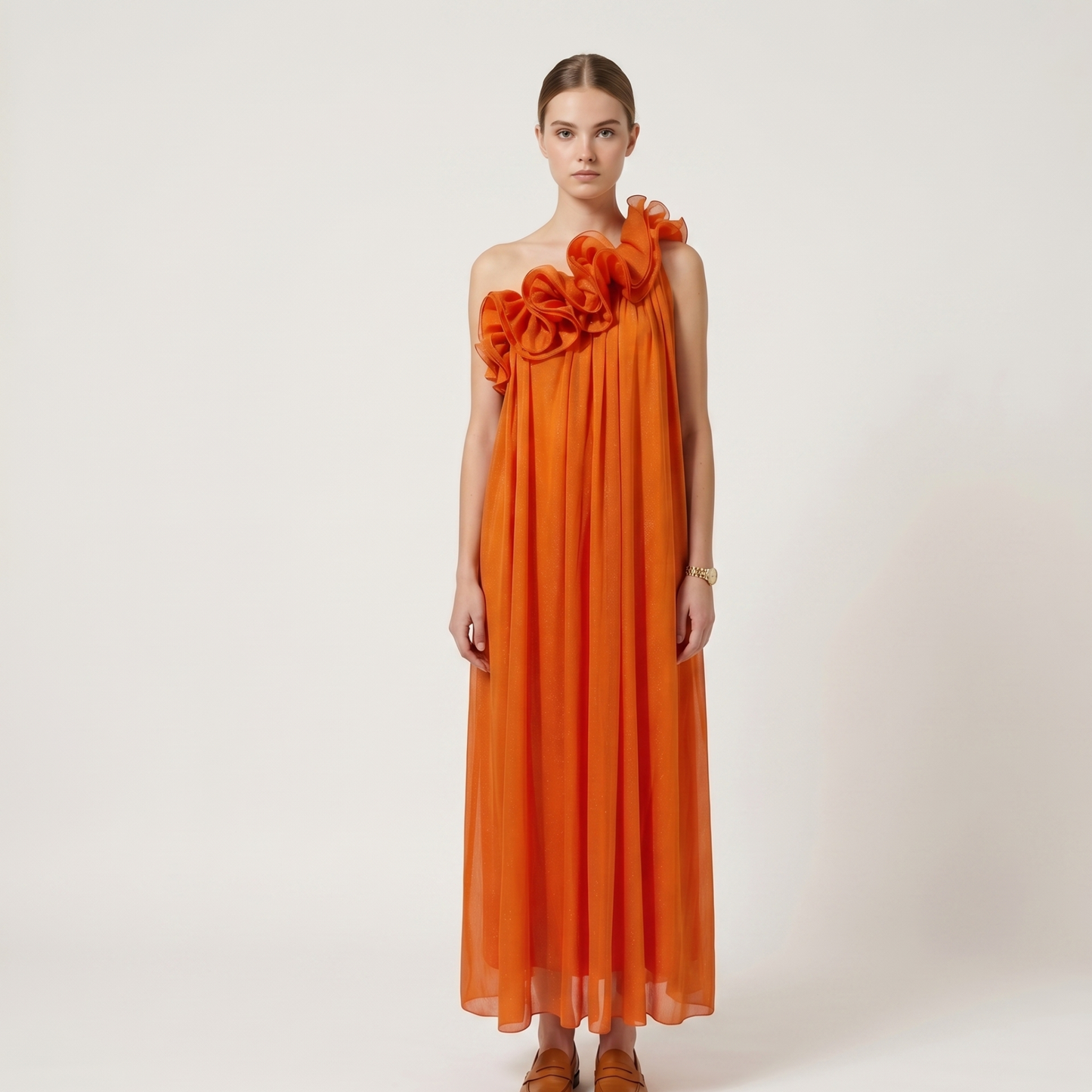 Radiant One-Shoulder Floral Maxi Dress Elegant Summer Gown for Women