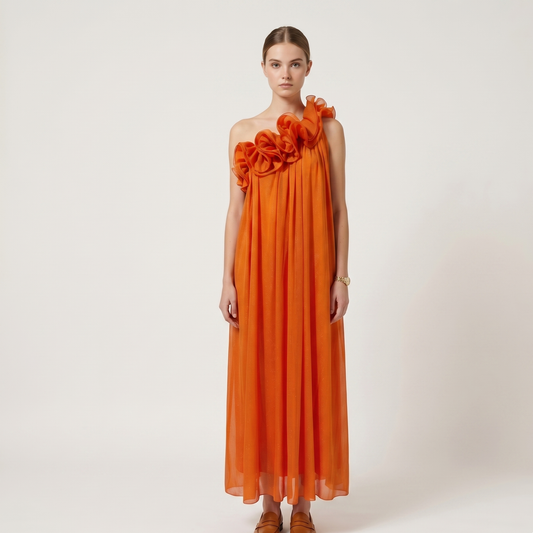 Radiant One-Shoulder Floral Maxi Dress Elegant Summer Gown for Women