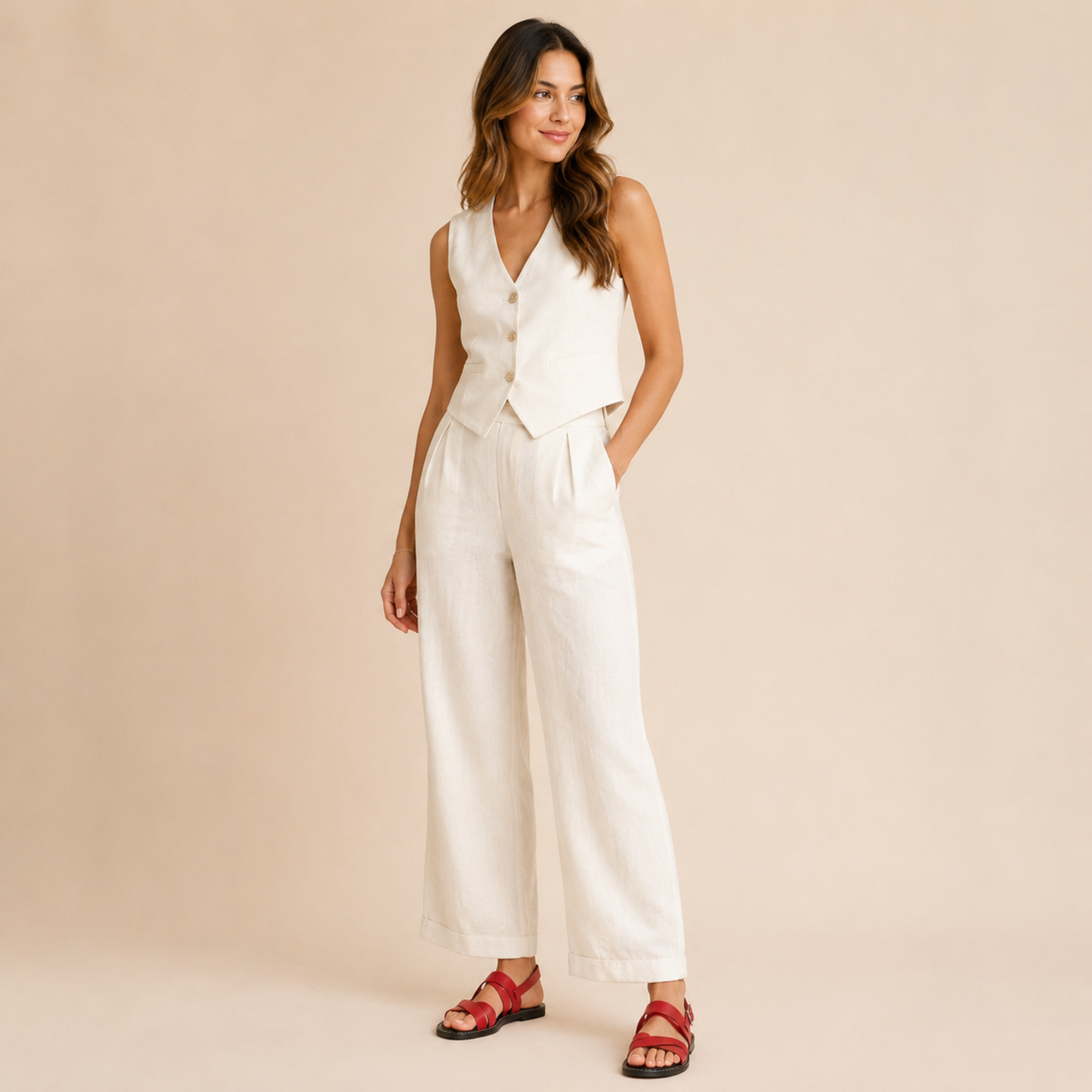Three-Strap Vegan Leather Sandals Women Summer