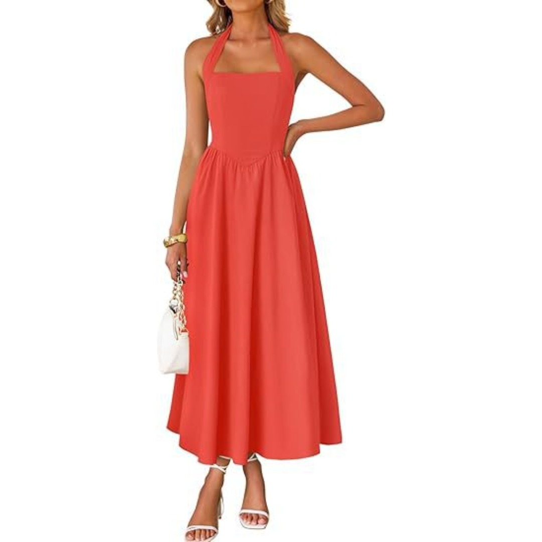 Halter Ruched Black Dress Summer
