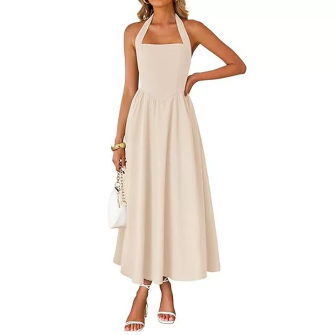 Halter Ruched Black Dress Summer