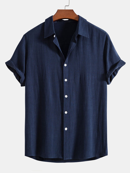 Textured Short Sleeve Shirt and Relaxed Trousers Men's Summer Set