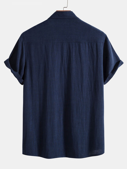 Textured Short Sleeve Shirt and Relaxed Trousers Men's Summer Set
