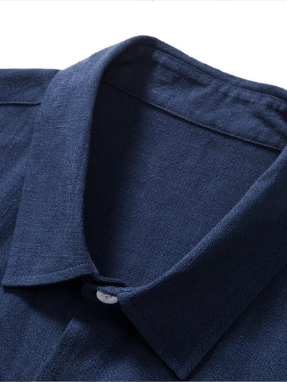 Textured Short Sleeve Shirt and Relaxed Trousers Men's Summer Set