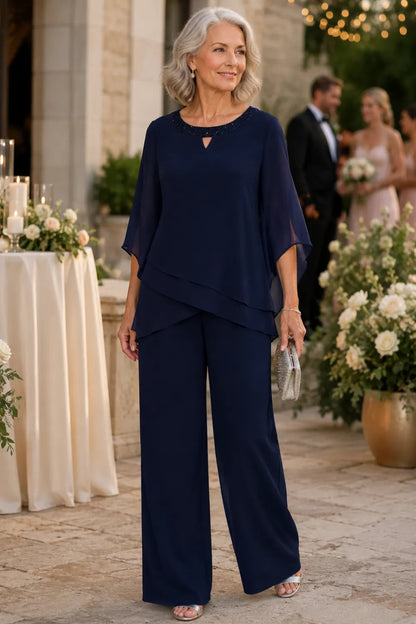 Elegant Loose-Fit Evening Pant Set