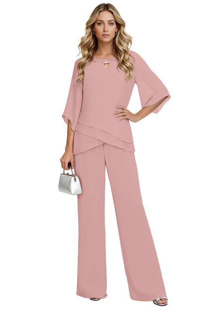 Elegant Loose-Fit Evening Pant Set