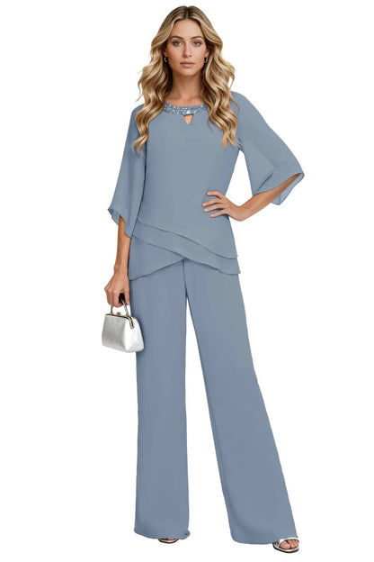 Elegant Loose-Fit Evening Pant Set