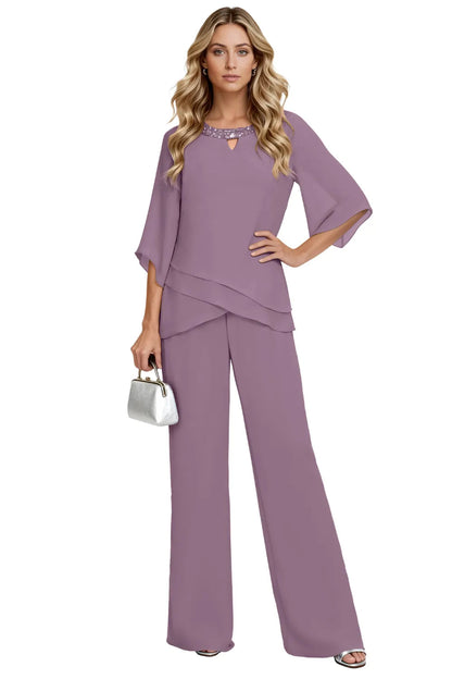 Elegant Loose-Fit Evening Pant Set