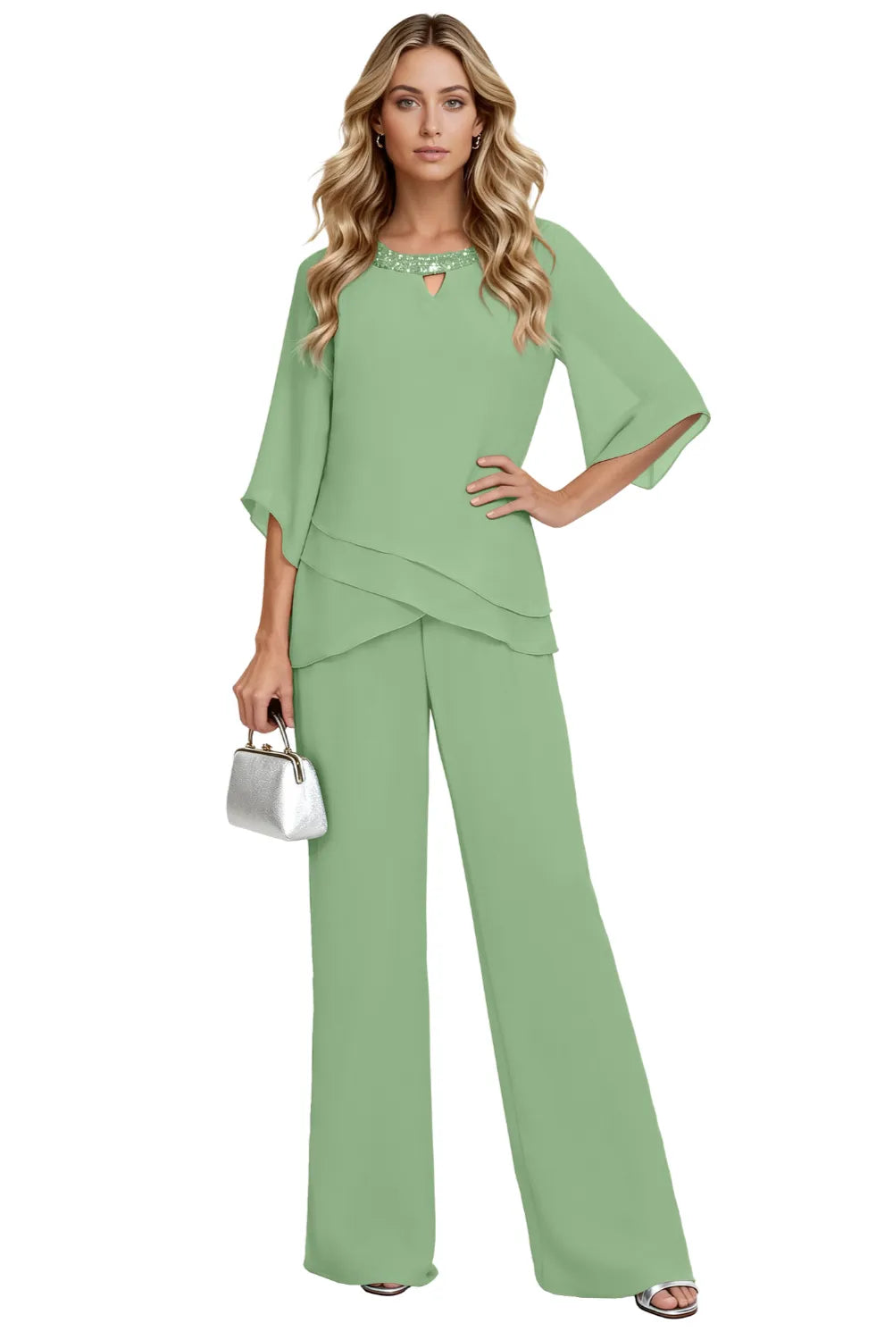 Elegant Loose-Fit Evening Pant Set