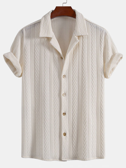 Textured Short Sleeve Shirt and Relaxed Trousers Men's Summer Set