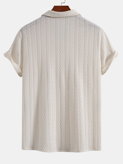 Textured Short Sleeve Shirt and Relaxed Trousers Men's Summer Set
