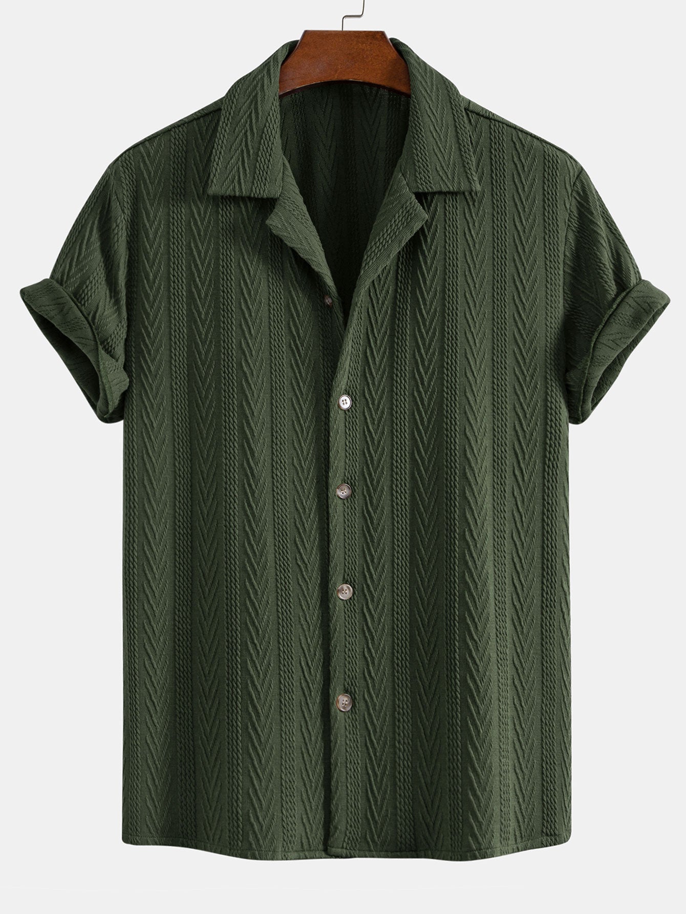 Textured Short Sleeve Shirt and Relaxed Trousers Men's Summer Set