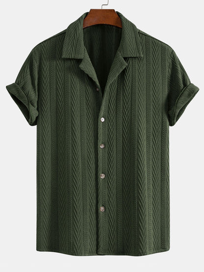 Textured Short Sleeve Shirt and Relaxed Trousers Men's Summer Set